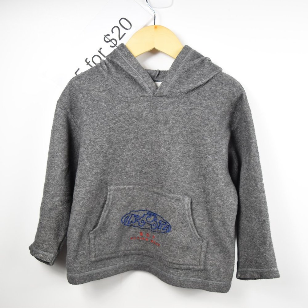 Dark gray hooded fleece top 2-3 years